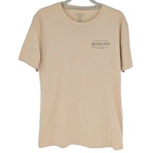 PENDLETON Womens Top Medium Tan Colorful Logo on Back Cotton